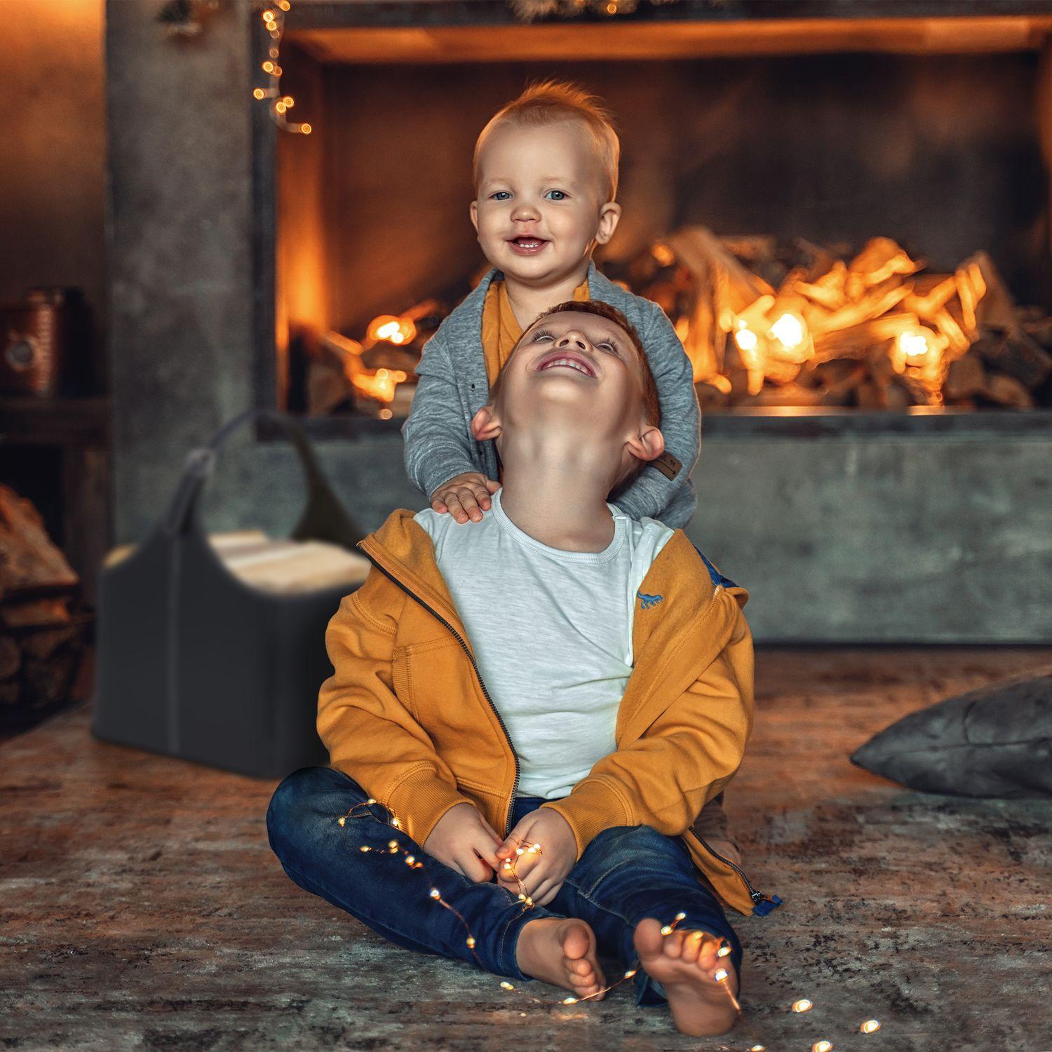 B2X Cestino in legno in similpelle con manico  