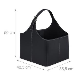 B2X Cestino in legno in similpelle con manico  