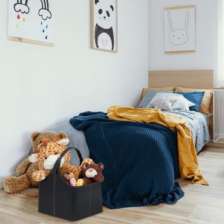 B2X Cestino in legno in similpelle con manico  