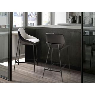 ANGEL CERDA Sgabello in tessuto grigio ed ecopelle nera  