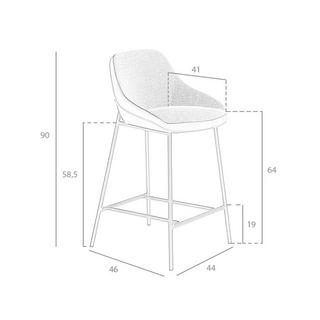 ANGEL CERDA Sgabello in tessuto grigio ed ecopelle nera  