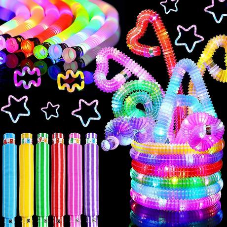 Activity-board  Pop Tubes,12PCS Leuchtstäbe,LED-Leuchtspielzeug,LED-Stretchschlauch 