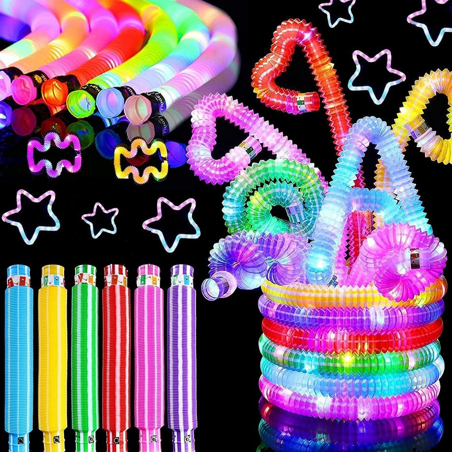 Activity-board  Pop Tubes,12PCS bâtons lumineux,jouet lumineux LED,tube extensible LED 