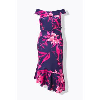 Ulla Popken Maxi Abito Scuba Fantasia Spalle Scoperte Drappeggio  