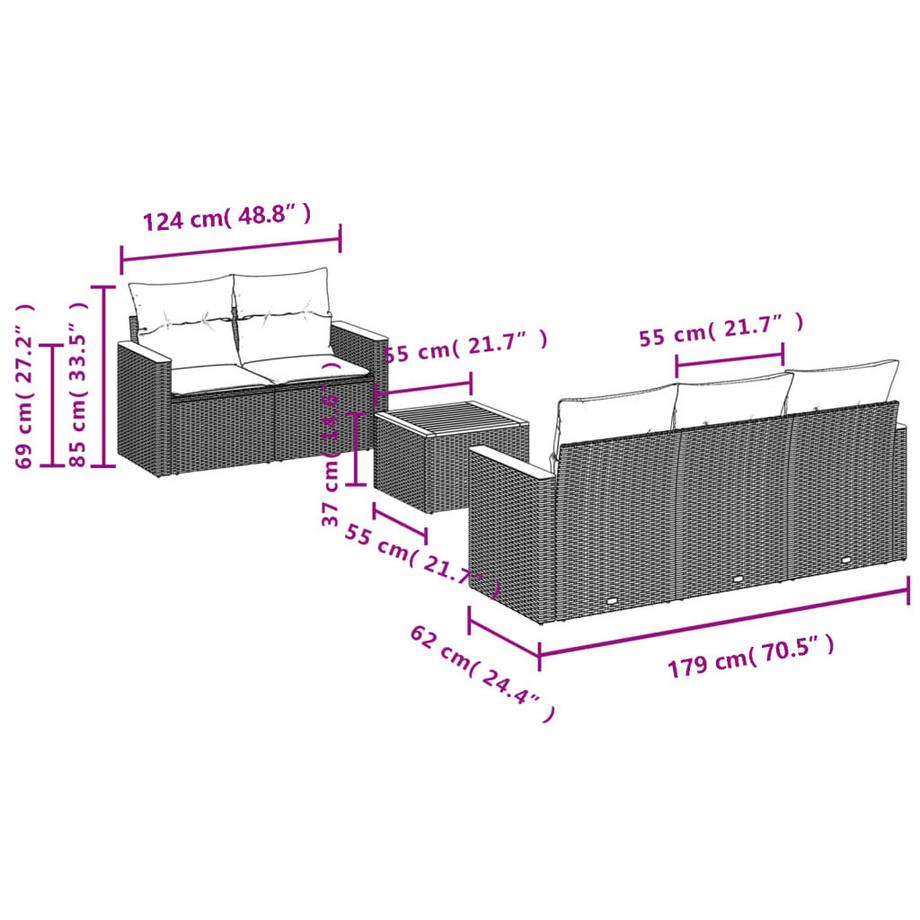 VidaXL Garten sofagarnitur poly-rattan  