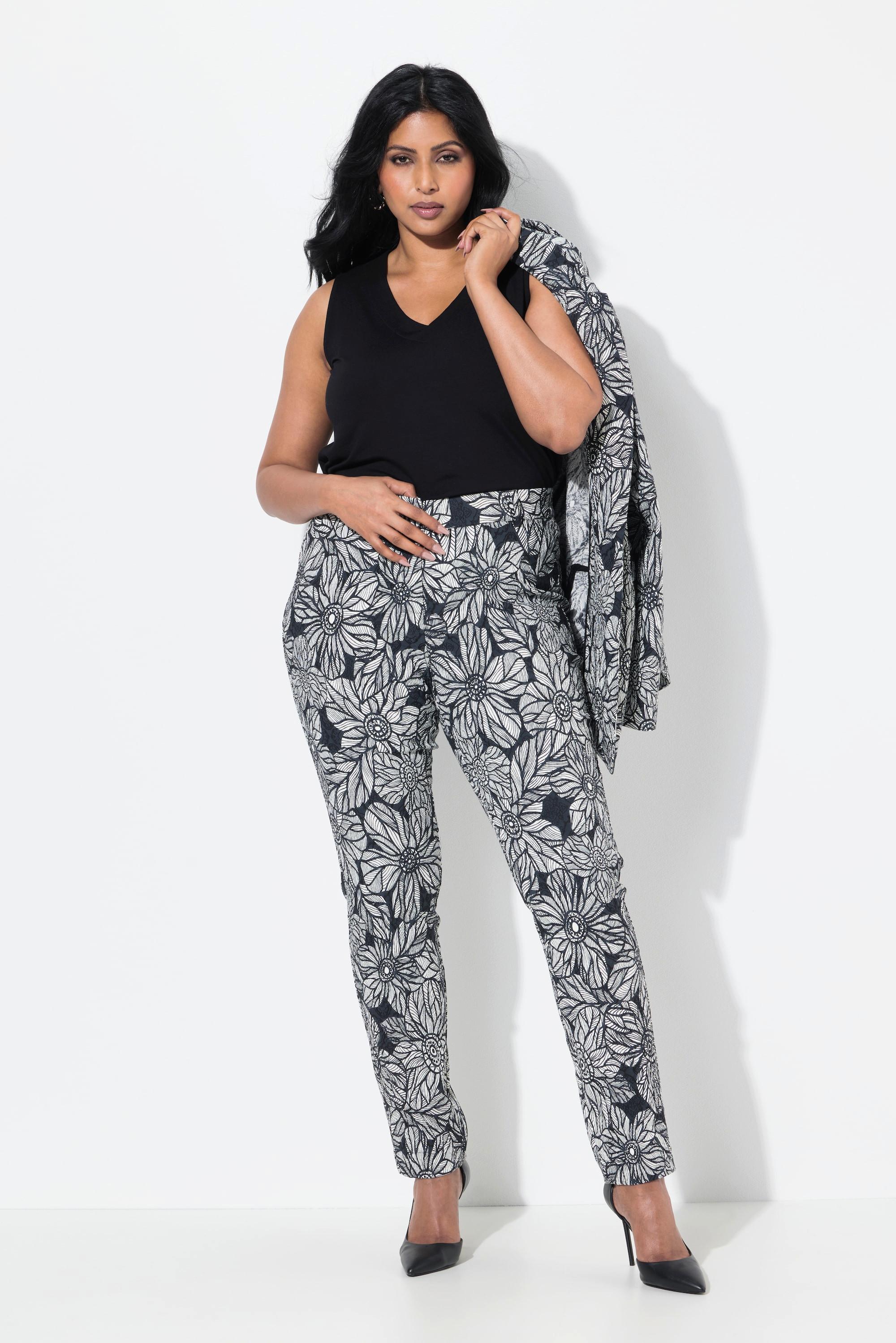 Ulla Popken Pantalon Sammy Jacquard Jambe Étroite Taille Élastique  