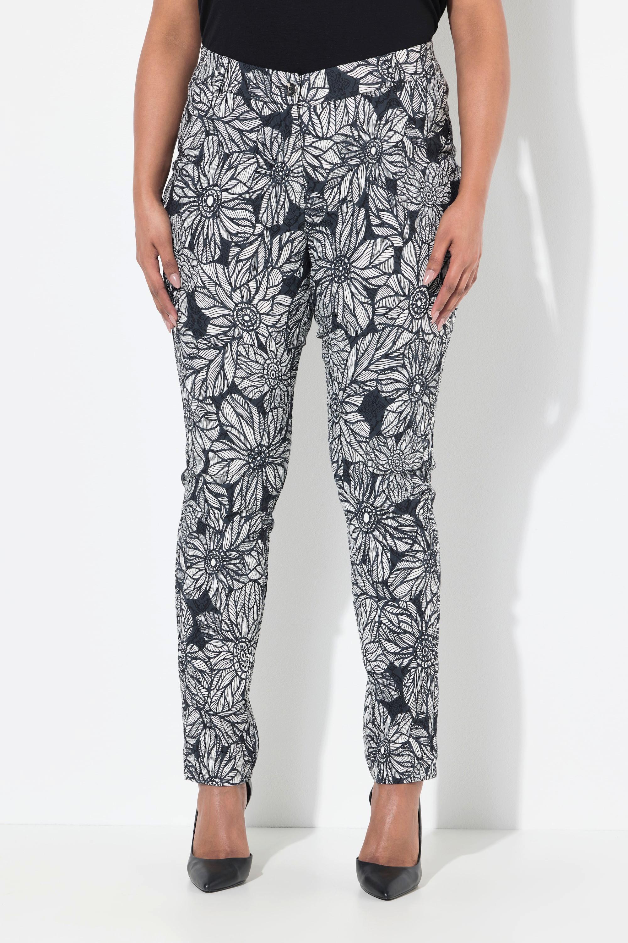 Ulla Popken Pantalon Sammy Jacquard Jambe Étroite Taille Élastique  
