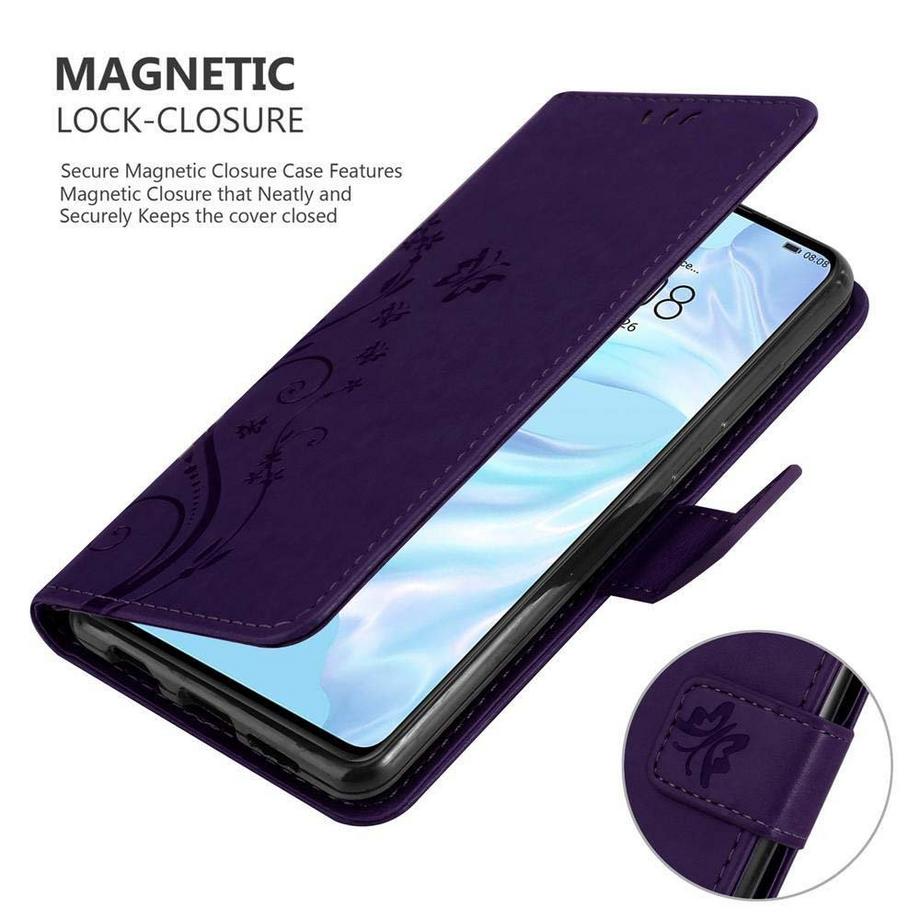 Cadorabo  Hülle für Huawei P30 Blumen Design Magnetverschluss 