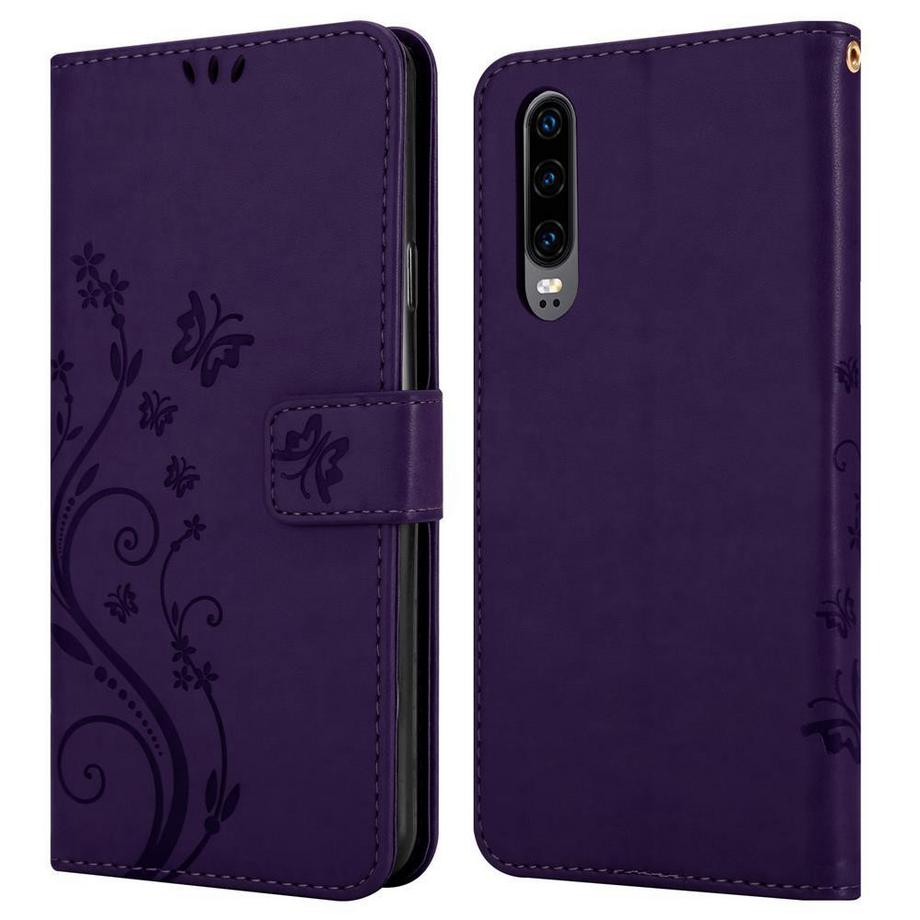 Cadorabo  Hülle für Huawei P30 Blumen Design Magnetverschluss 