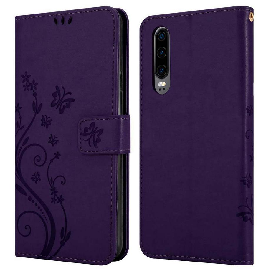 Cadorabo  Hülle für Huawei P30 Blumen Design Magnetverschluss 