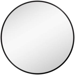 HOMCOM Miroir De Salle De Bain, Miroir De Salle De Bain Ø60 Cm Avec Cadre En Aluminium, Crochets, Miroir Mural Rond Pour Salon, Couloir, Noir  