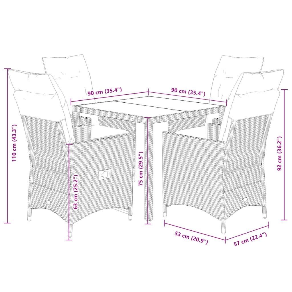 VidaXL set da pranzo da giardino Polirattan  