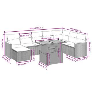 VidaXL Ensemble de canapés de jardin rotin synthétique  