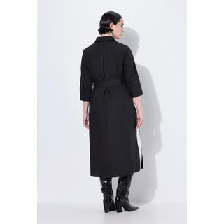 Ulla Popken Robe-chemisier Bandes Contrastantes Manches 3/4  