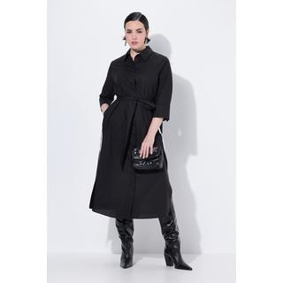 Ulla Popken Robe-chemisier Bandes Contrastantes Manches 3/4  