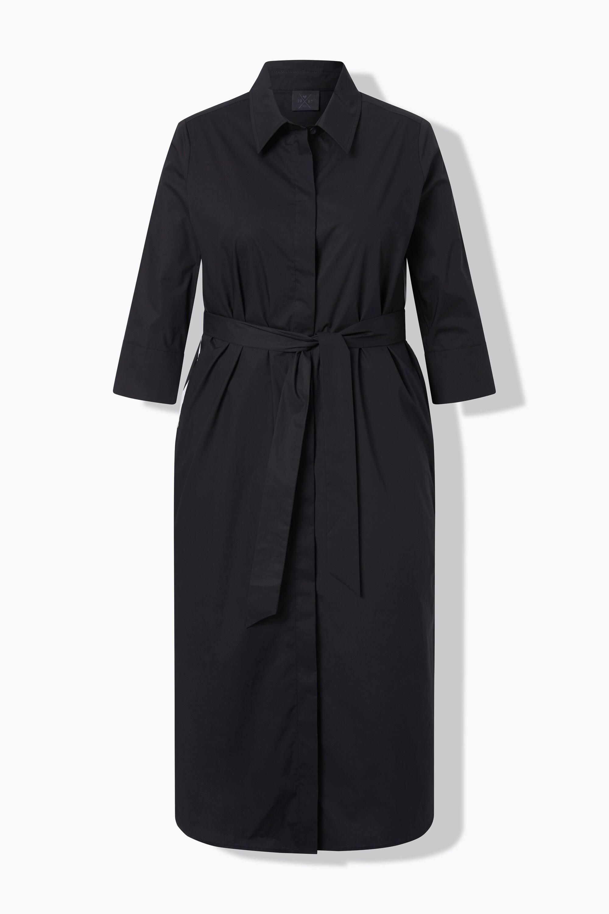 Ulla Popken Robe-chemisier Bandes Contrastantes Manches 3/4  