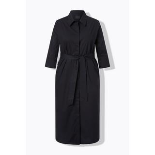 Ulla Popken Robe-chemisier Bandes Contrastantes Manches 3/4  