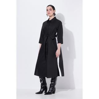 Ulla Popken Robe-chemisier Bandes Contrastantes Manches 3/4  