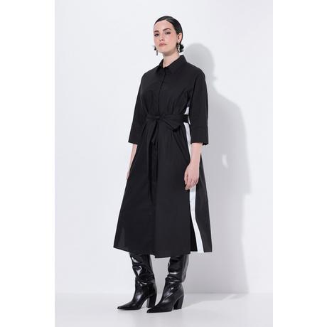Ulla Popken Robe-chemisier Bandes Contrastantes Manches 3/4  