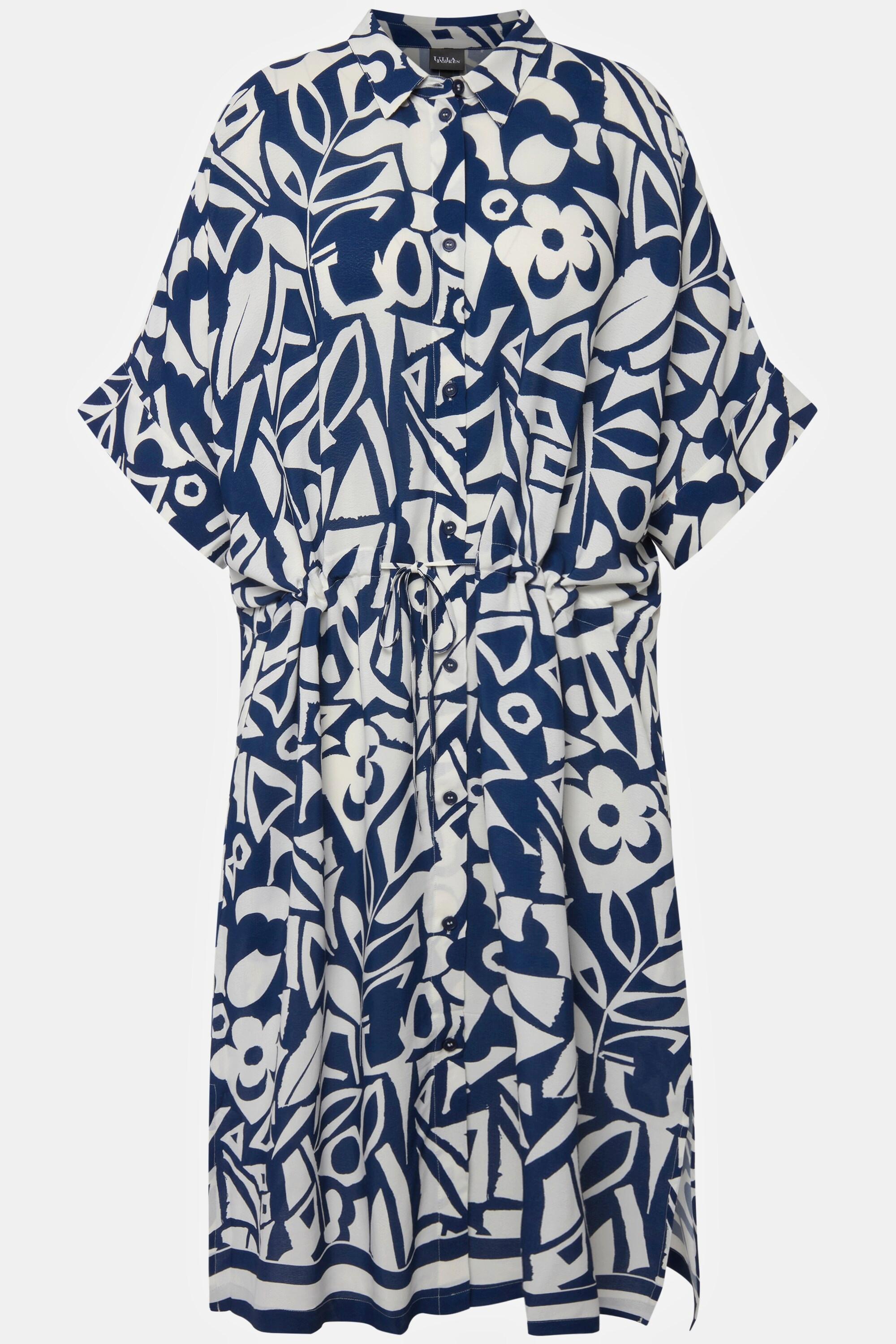 Ulla Popken  Robe midi oversized. Col chemise, manches courtes. Imprimé à fleurs. 