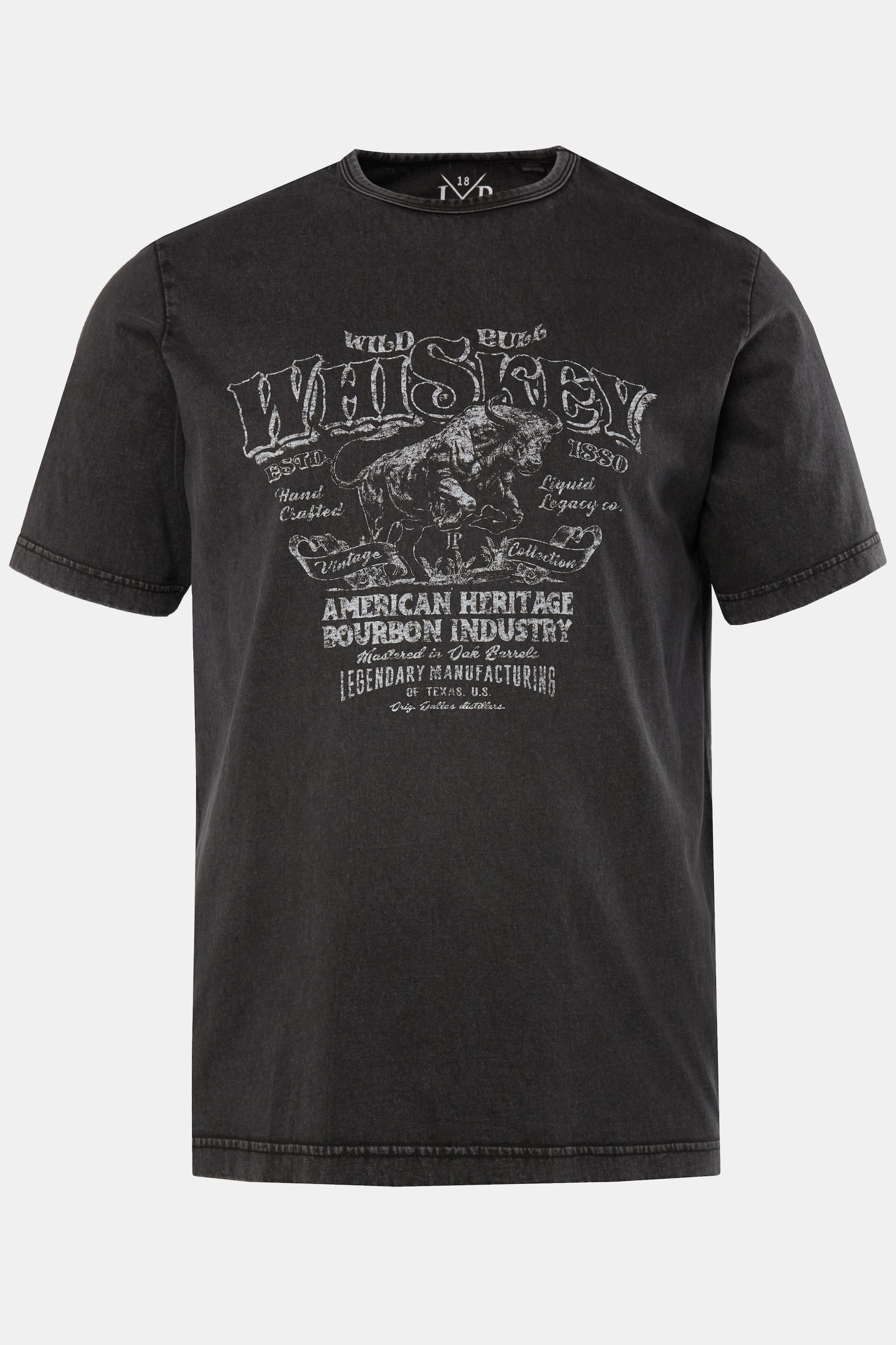 JP1880  T-shirt, manches mi-hauteur, imprimé Whiskey, look vintage, jusqu'au 8&nbsp;XL 