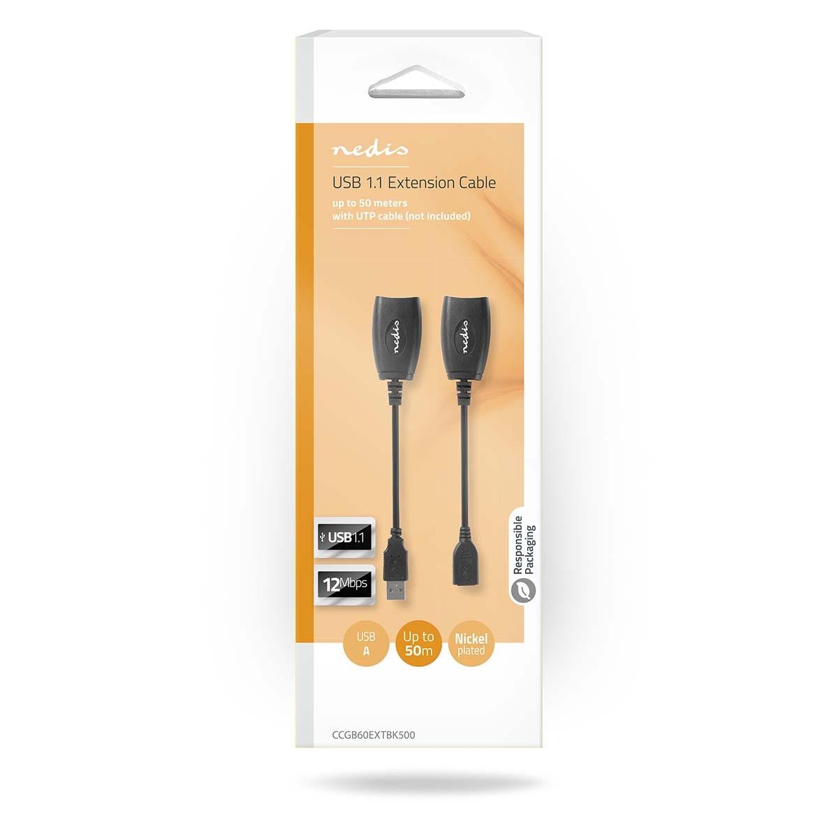 Nedis  Câble USB actif | USB 1.1 | USB-A mâle | RJ45 femelle | 12 Mbps | 0.20 m | Rond | Nickelé | PVC | Cuivre | Boîte 