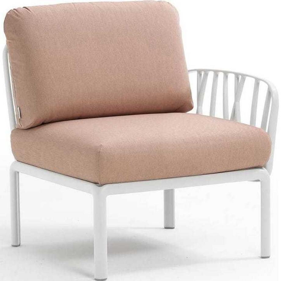 Chaise longue de jardin komodo élément terminal blanc rose