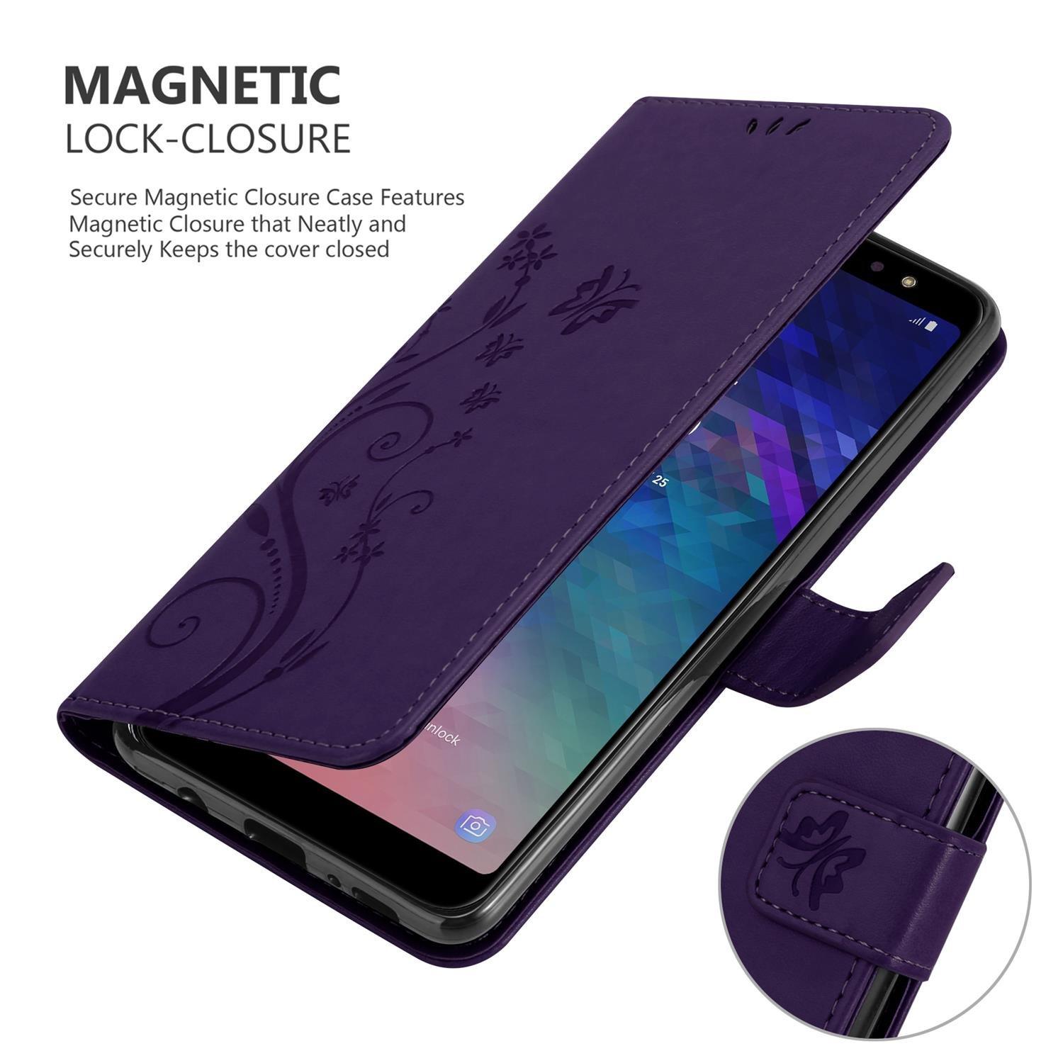 Cadorabo  Housse compatible avec Samsung Galaxy A6 PLUS 2018 - Coque de protection au design floral avec fermeture magnétique, fonction de support et emplacements pour cartes 