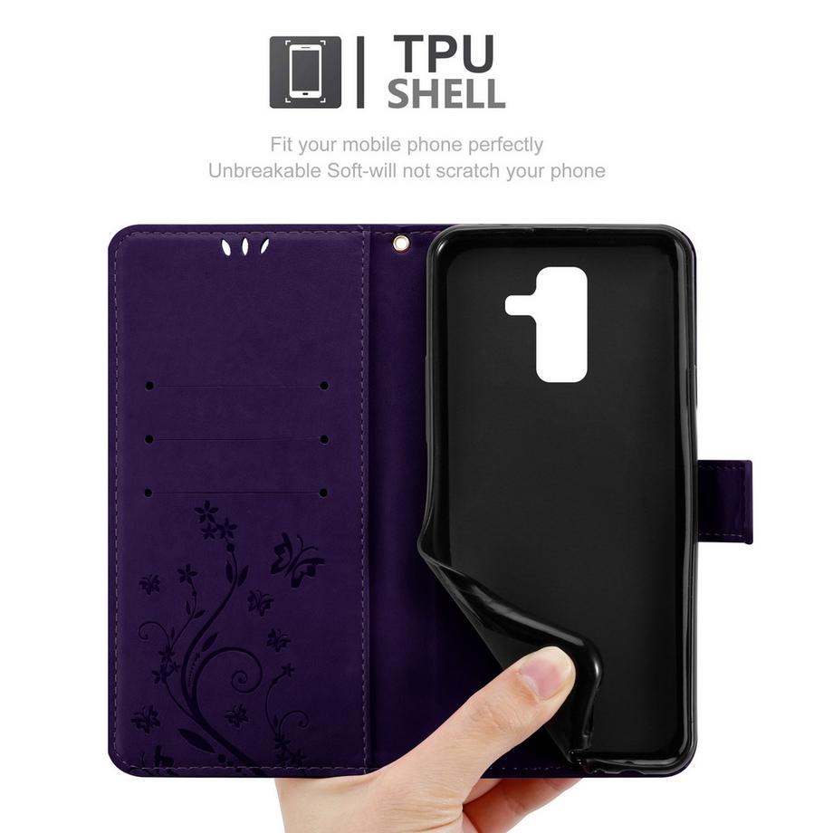 Cadorabo  Hülle für Samsung Galaxy A6 PLUS 2018 Blumen Design Magnetverschluss 