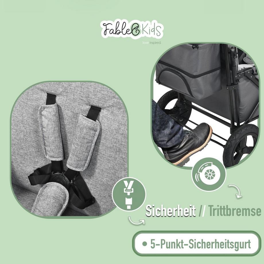 FableKids  Bollerwagen LEO X2Plus mit Dach faltbarer Transportwagen 