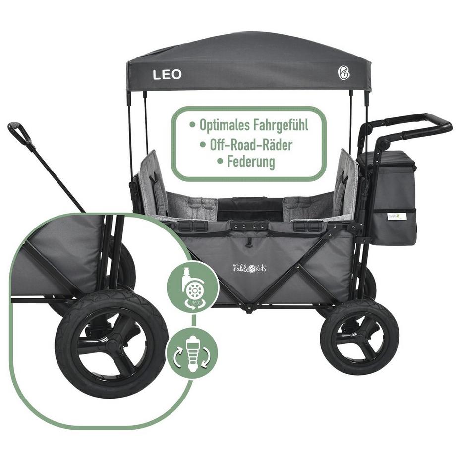 FableKids  Bollerwagen LEO X2Plus mit Dach faltbarer Transportwagen 