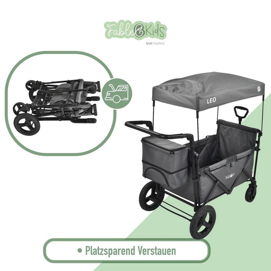 FableKids  Bollerwagen LEO X2Plus mit Dach faltbarer Transportwagen 