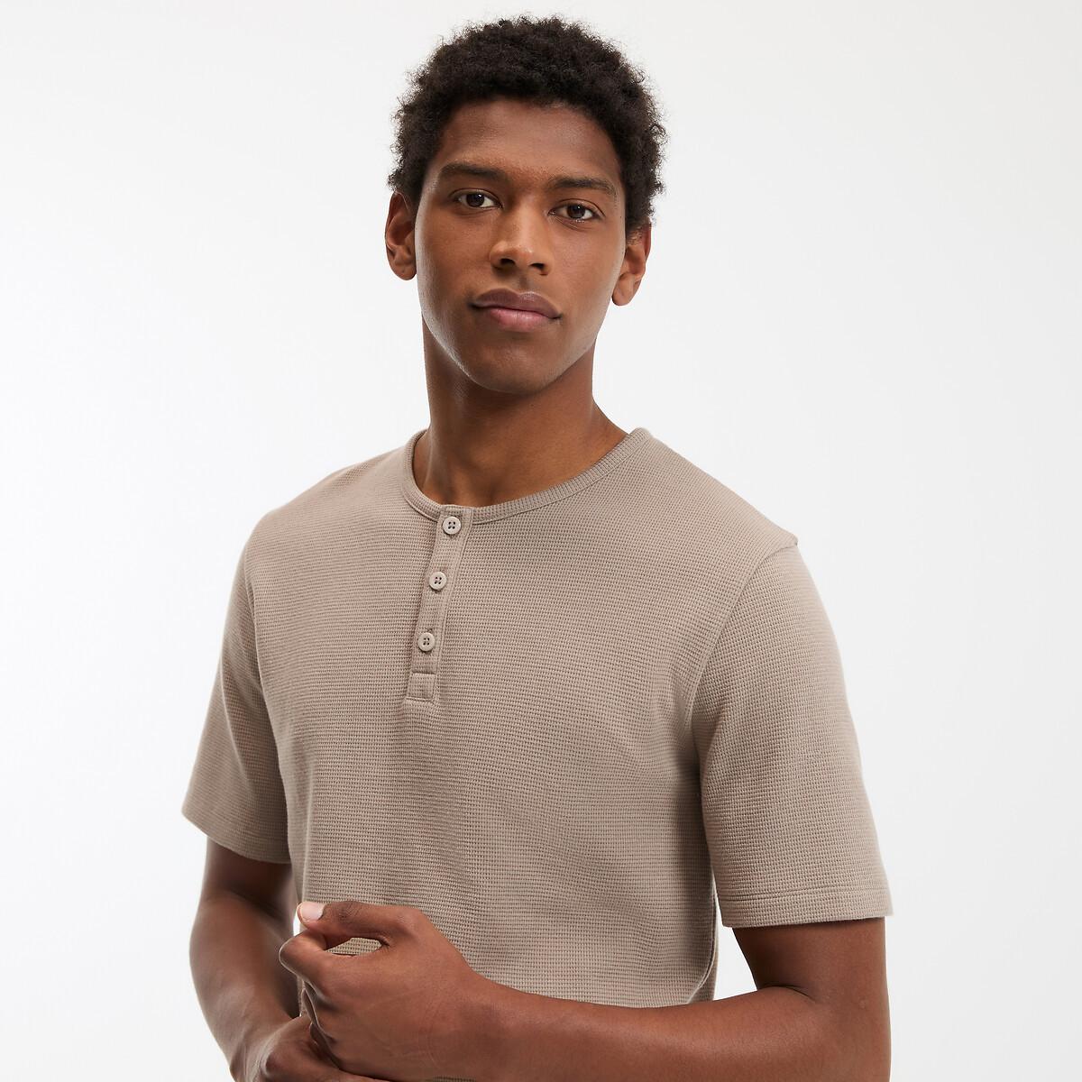 La Redoute Collections T-Shirt con Scollo Henley e Maniche Corte  