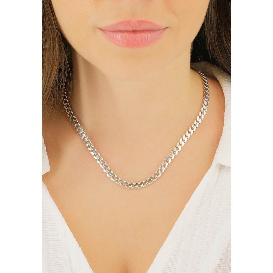 MUAU Schmuck  Collier gourmette en argent 925, 6mm, 60cm 