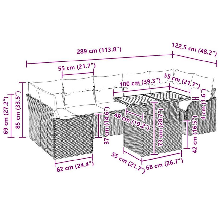 VidaXL Divano da giardino Polyrattan  