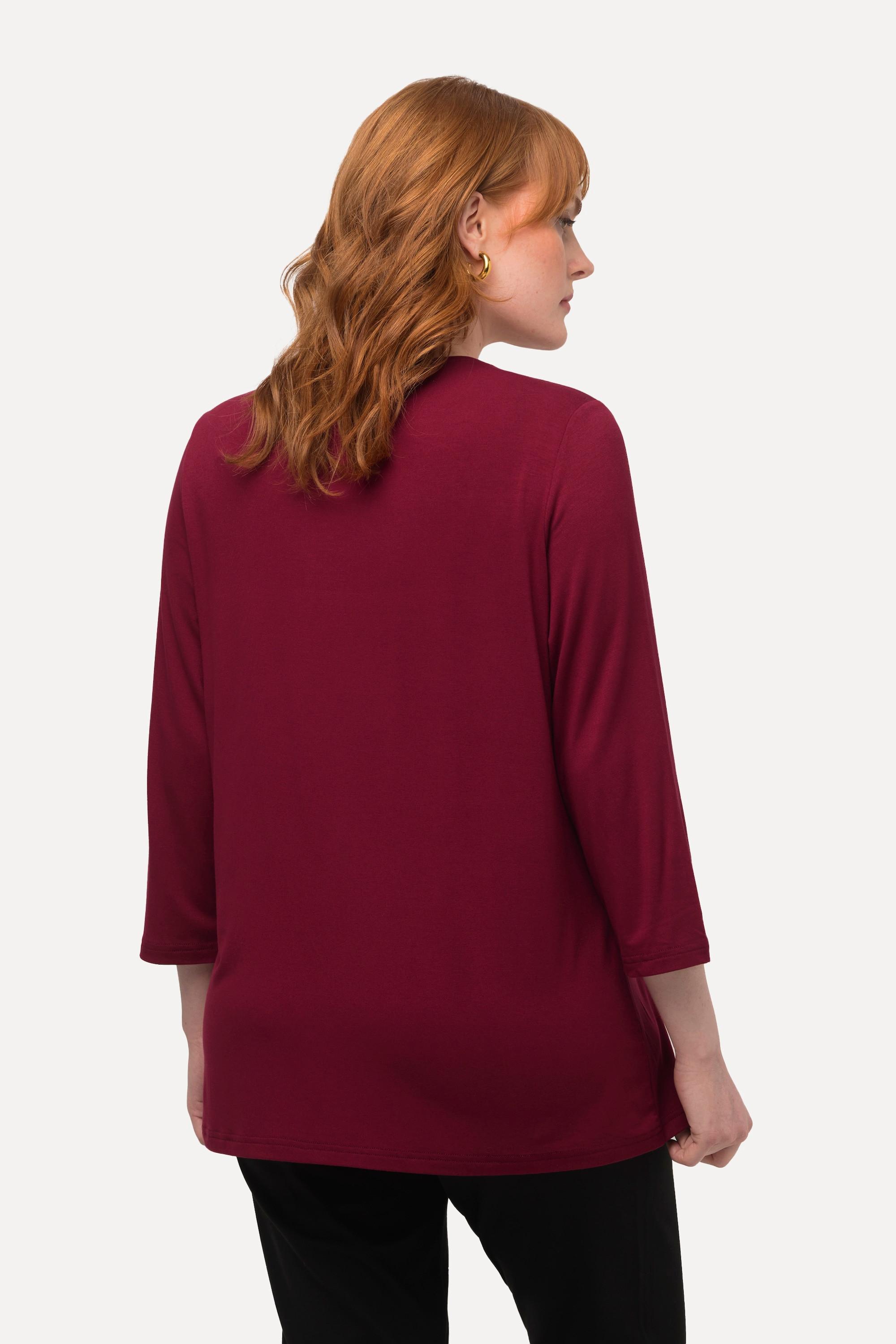 Ulla Popken  Shirt, Ziersteine, Classic, Rundhals, 3/4-Arm 