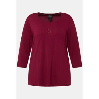 Ulla Popken  Shirt, Ziersteine, Classic, Rundhals, 3/4-Arm 