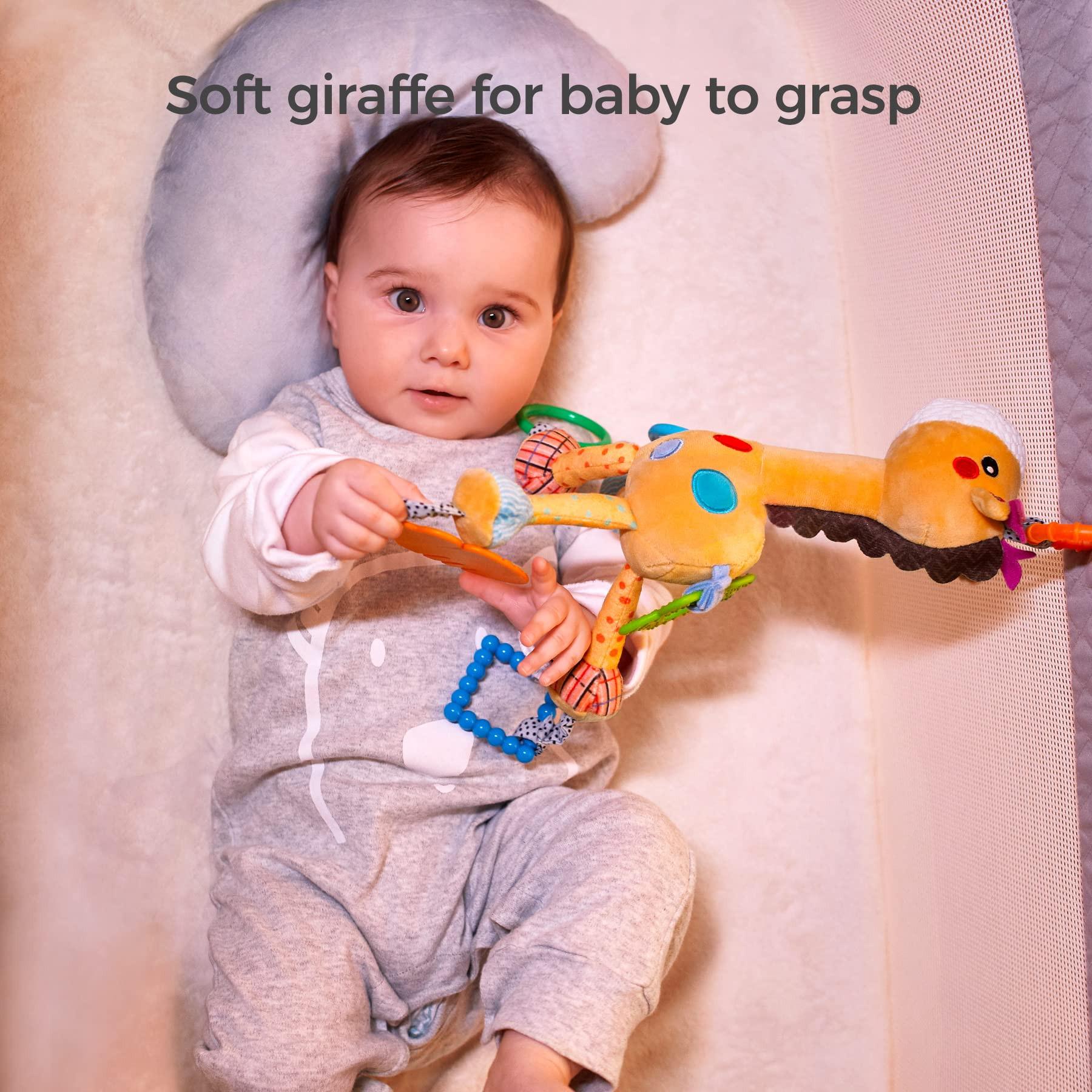 Activity-board  Giraffe Hanging Rattle Toy, Baby Kinderwagen Spielzeug mit Windspiel, Autositz Krippe Plüschtier Aktivität 