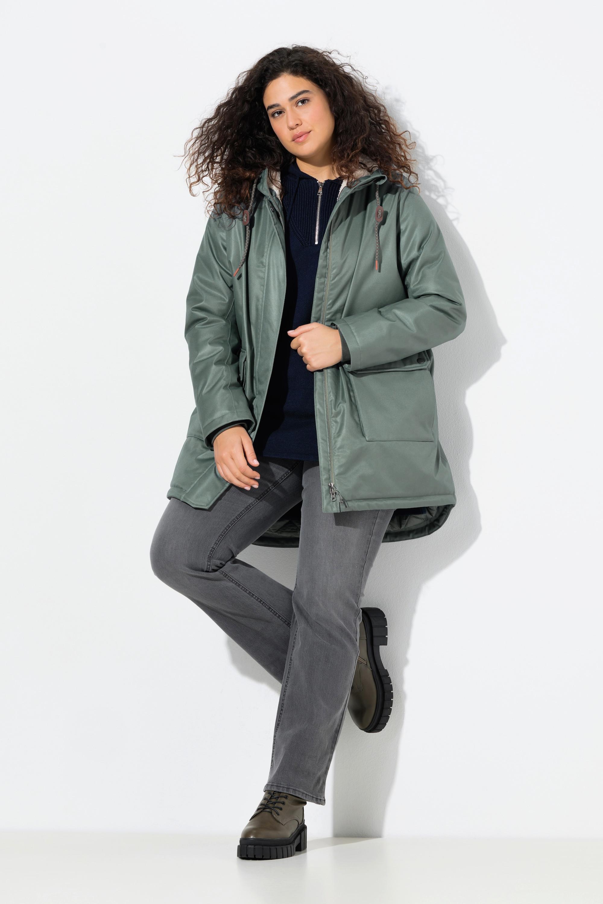 Ulla Popken HYPRAR Wasserdichte Steppjacke Funktionsjacke Teddyfleece  