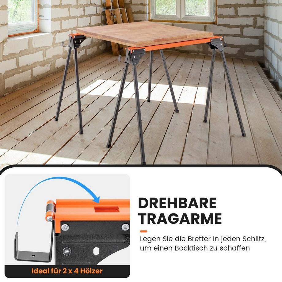 Northix 2 chevalets de travail pliables pour échafaudage, supporte jusqu'à 500 kg, 96,5 x 47 x 76 cm.  