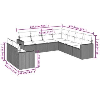 VidaXL Ensemble de canapés de jardin rotin synthétique  