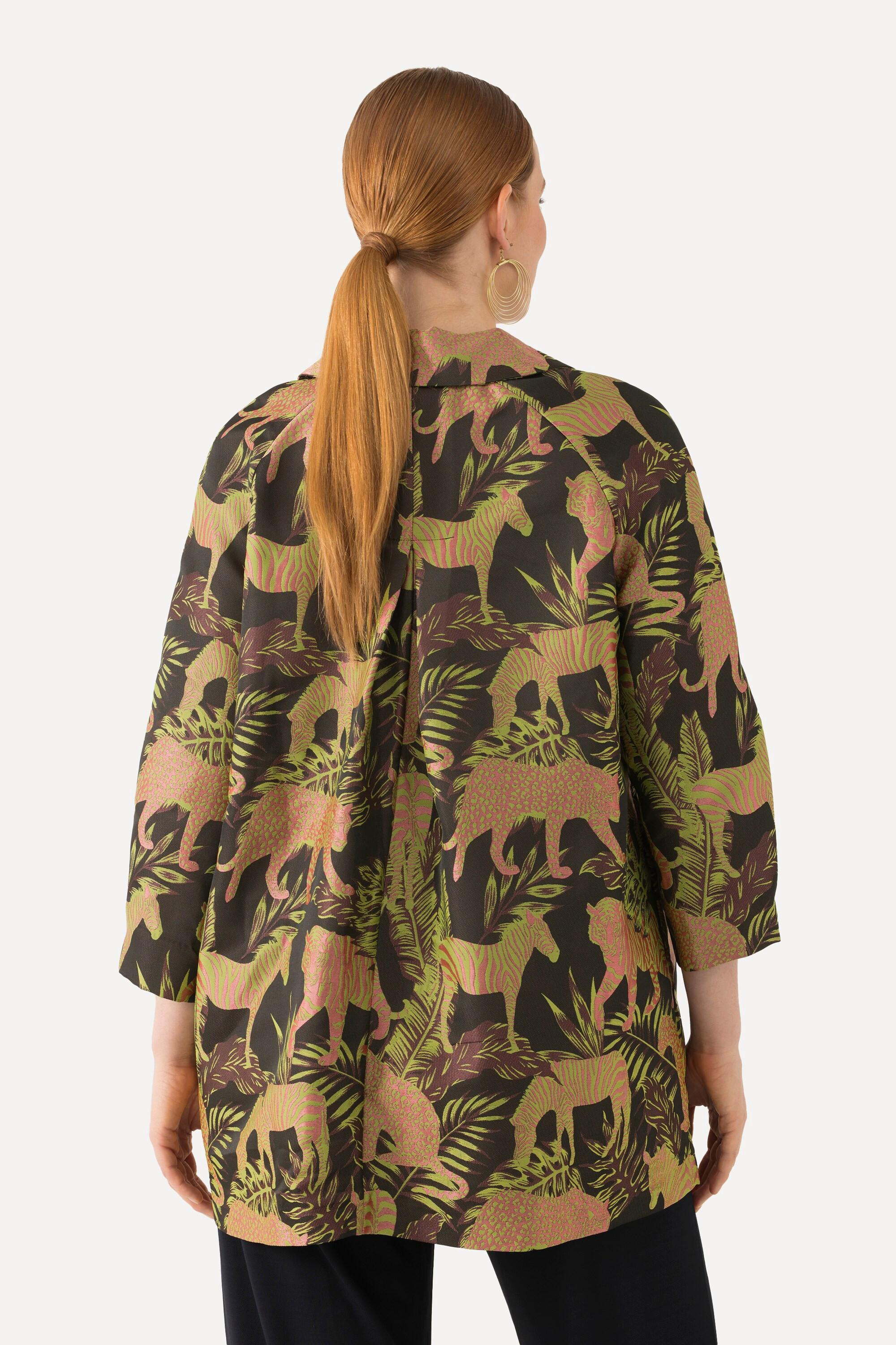 Ulla Popken Jacquard Animal Print Hemdkragen Jacke  