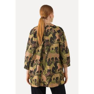 Ulla Popken Jacquard Animal Print Hemdkragen Jacke  