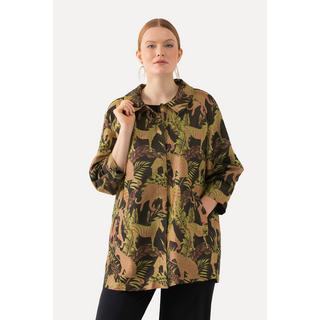 Ulla Popken  Veste à col chemise, tissu Jacquard à motif, boutons-pression 