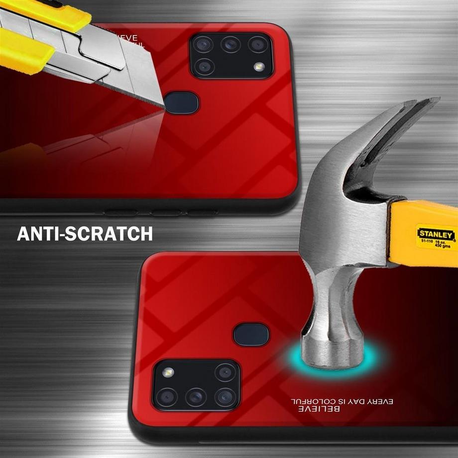 Cadorabo  Housse compatible avec Samsung Galaxy A21s - Coque de protection bicolore en silicone TPU et dos en verre trempé 