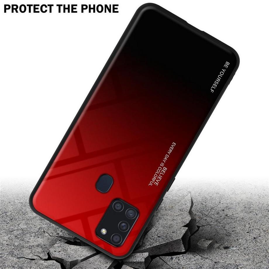 Cadorabo  Housse compatible avec Samsung Galaxy A21s - Coque de protection bicolore en silicone TPU et dos en verre trempé 