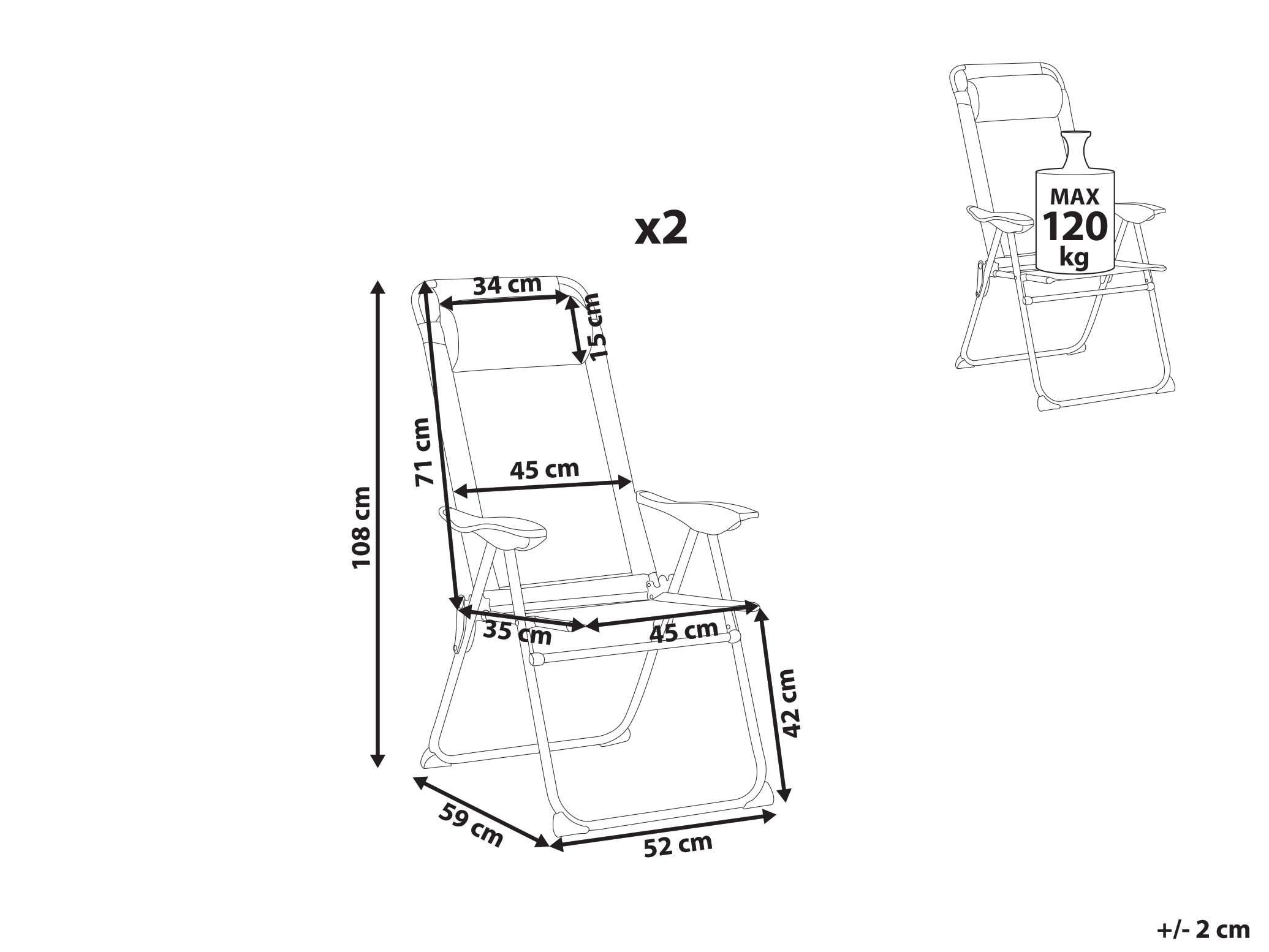 Beliani Set di 2 sedie da giardino en Alluminio Moderno ASINE  