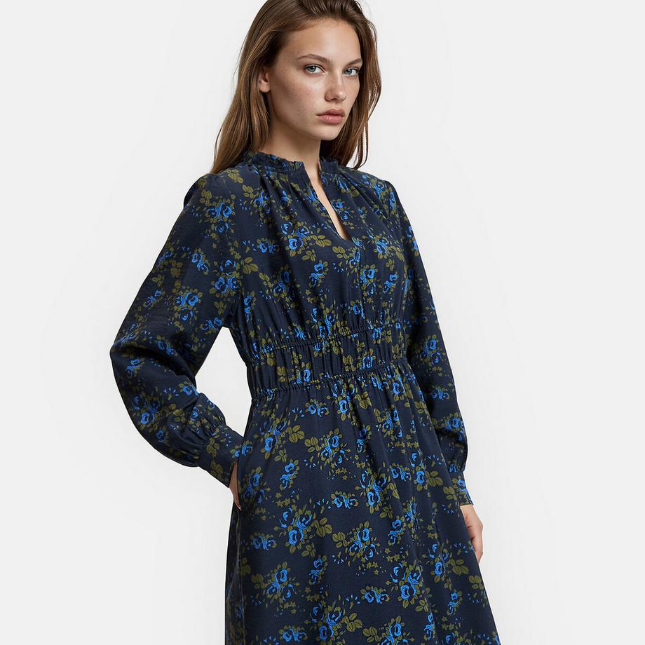 La Redoute Collections Robe longue imprimé floral à manches longues et col volanté  