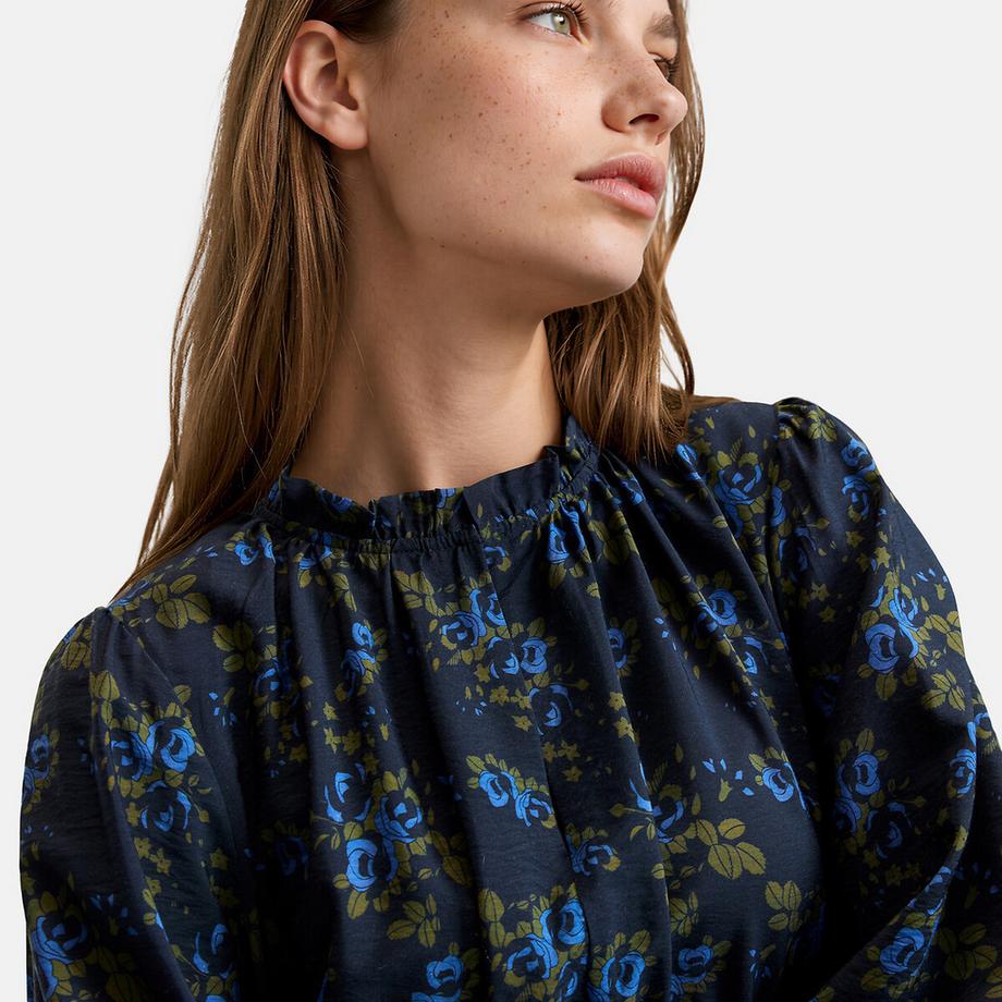La Redoute Collections Robe longue imprimé floral à manches longues et col volanté  