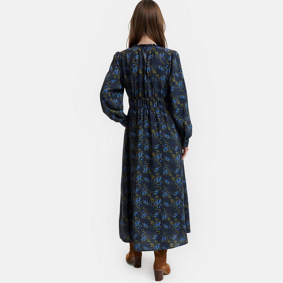 La Redoute Collections Robe longue imprimé floral à manches longues et col volanté  